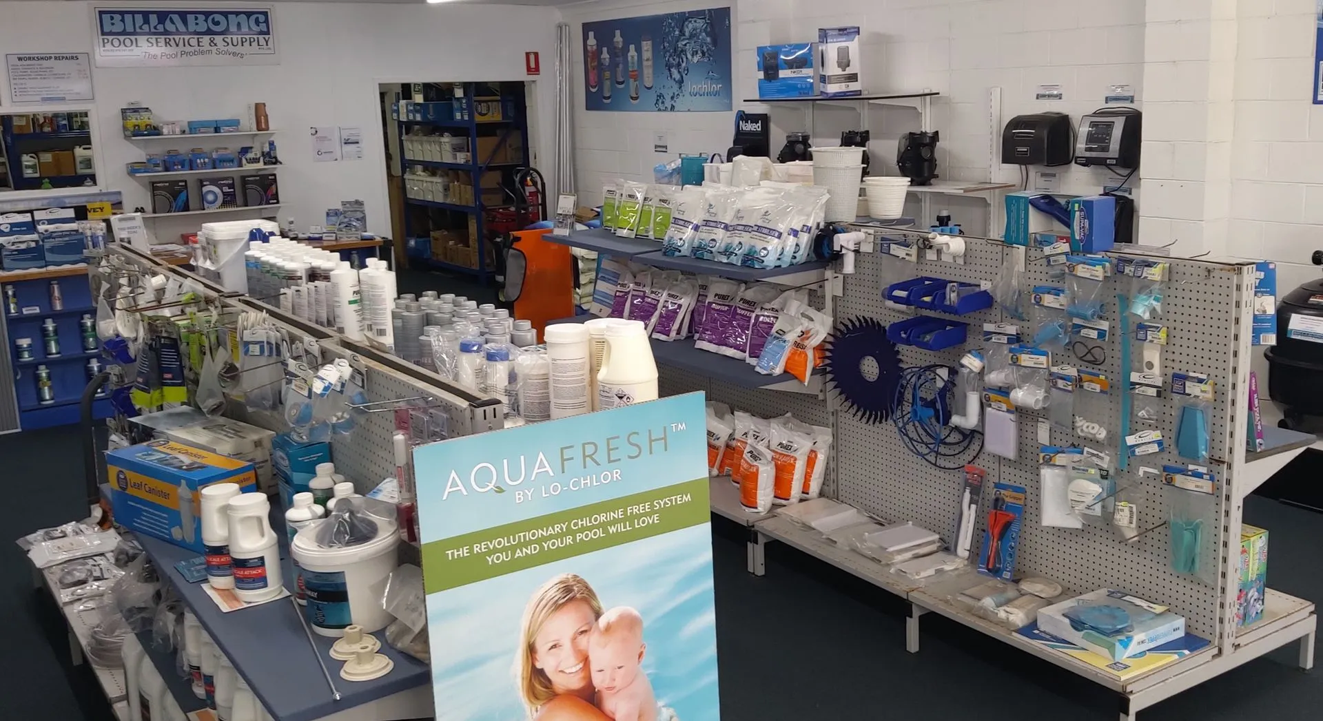 Pool supplies and chemicals in store in Noosaville